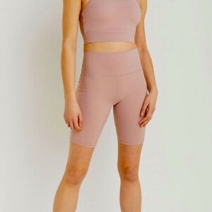 VARLEY Women's Light Pink Dusty Pink Merridy Bike Shorts 10 inch Size MEDIUM